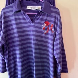 Needle & Thread Vintage Red Society Charming purple striped w/playful embroidery